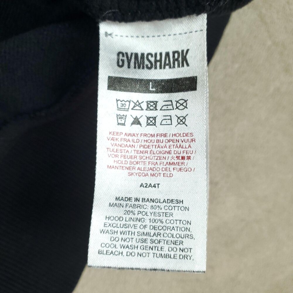 Gymshark Hoodie Mens Large Black Pullover Fleece Graphic Logo Sweatshirt - Picture 3 of 7